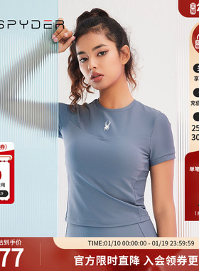 SPYDER蜘蛛春夏女子TRAINING弹性圆领可拆卸胸垫短袖T恤23CS414W