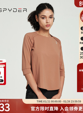 SPYDER春夏秋新品SKI LIFE休闲T恤宽松纯色七分袖上衣女24CS404W