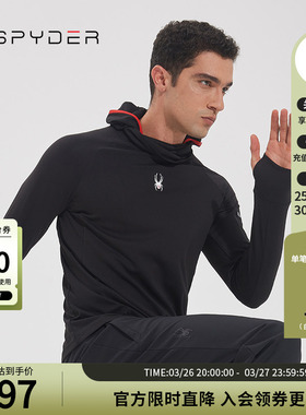 SPYDER蜘蛛秋冬男子TRAINING半高领连帽打底上衣长袖T恤23CF409M