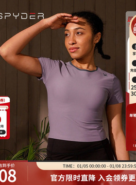 SPYDER蜘蛛春夏女TRAINING弹力亲肤运动健身训练短袖T恤22CS436W