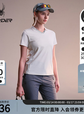 SPYDER蜘蛛春夏女抗菌珠地布舒适运动短袖翻领POLO衫02OO26102KW