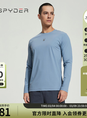 SPYDER蜘蛛春秋男MOUNTAIN LIFE休闲宽松纯色长袖圆领T恤24MS443M