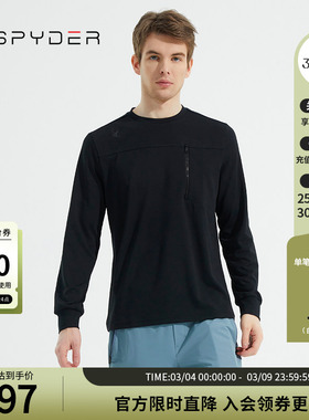 SPYDER蜘蛛春夏男SKI LIFE中意简约针织复合面料圆领卫衣23CS307M