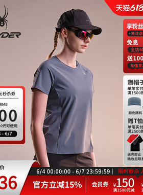 SPYDER蜘蛛春夏女经编布凉感抗UV开衩下摆短袖圆领T恤02TO26113KW