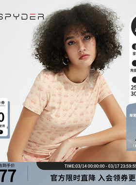 SPYDER蜘蛛春夏女子356 STYLE不规则滑雪元素短袖圆领T恤22CS456W