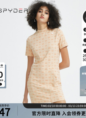 SPYDER蜘蛛女子356 STYLE修身印花显瘦圆领T恤裙连衣裙22CS414W