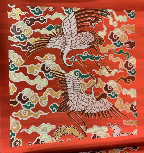 汉服辅料补子仿云锦一品文官仙鹤靠垫抱枕坐垫旗帜旌