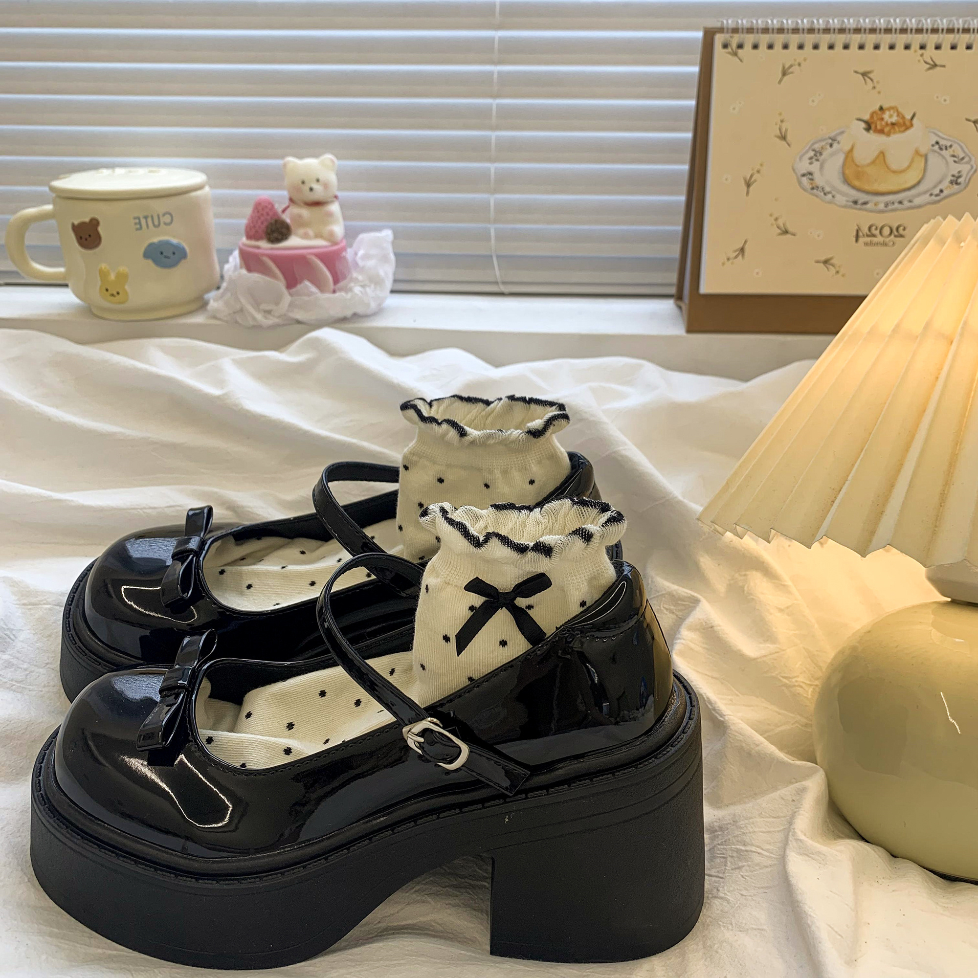 品牌厚底蝴蝶结玛丽珍单鞋女2024新款夏季配裙子法式高跟鞋jk小皮