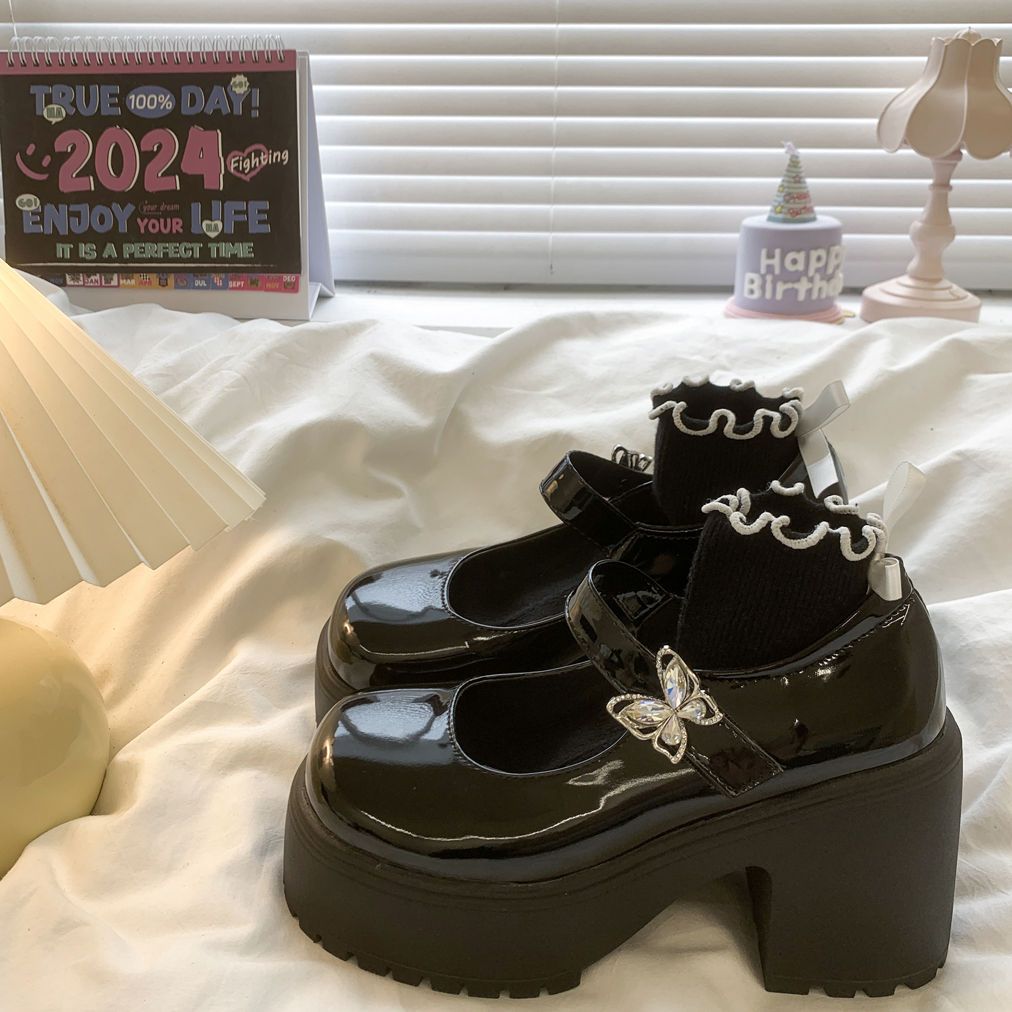 品牌2024夏季新款日系复古jk小皮鞋女小个子粗跟厚底玛丽珍单鞋高