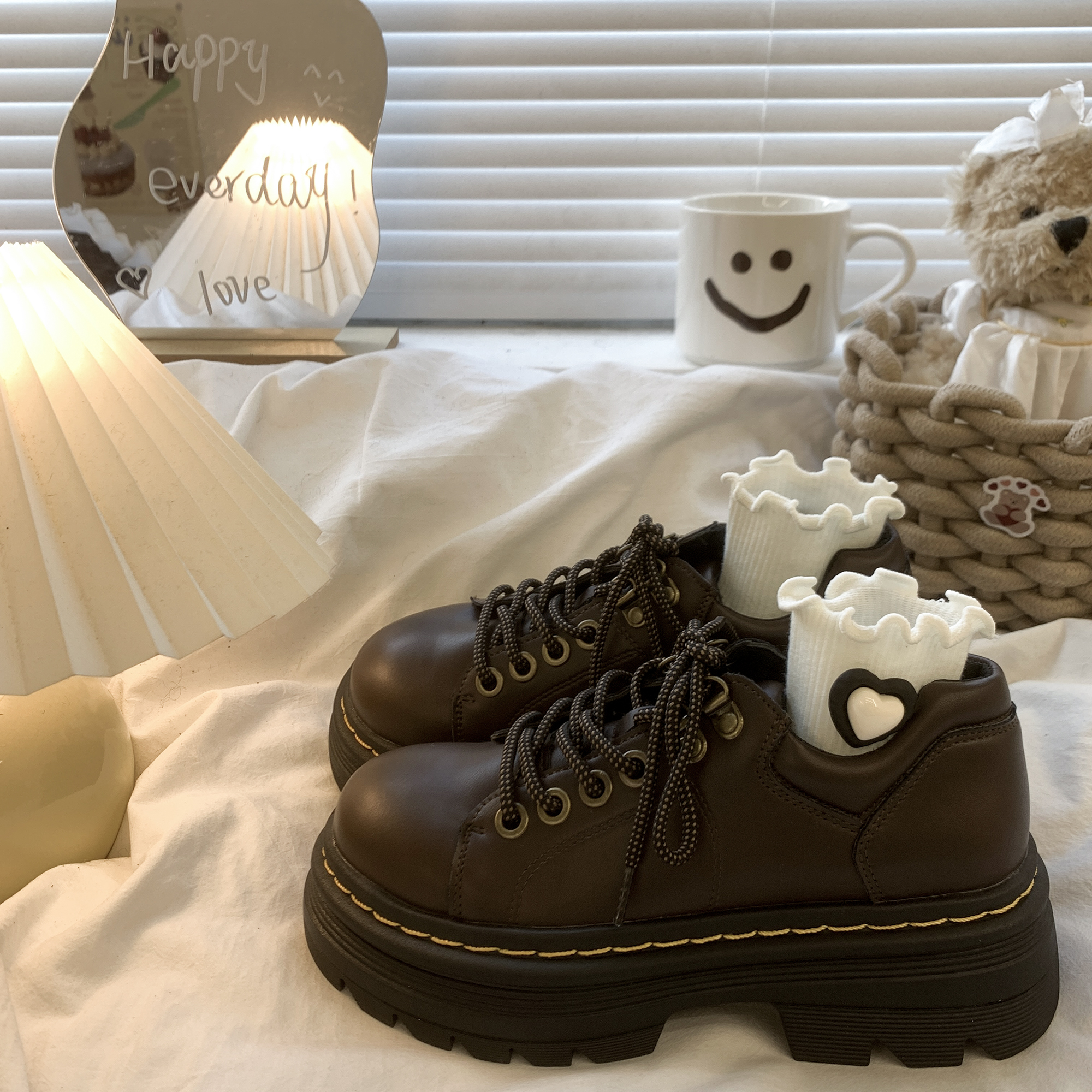 棕色复古英伦学院风小皮鞋女2025春秋新款圆头日系jk厚底乐福单鞋