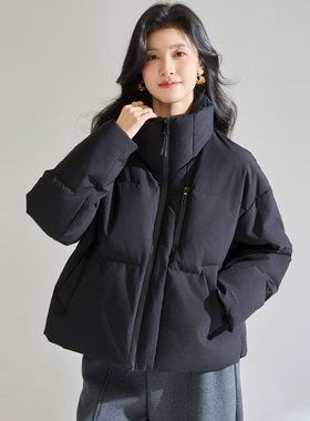 25冬季新款立领撞色工装风防风锁温90白鸭绒羽绒服休闲外套25646