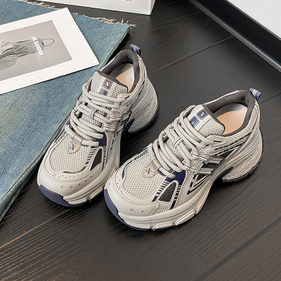 复古灰蓝厚底小码3332老爹鞋2025新新款系带休闲鞋德训鞋