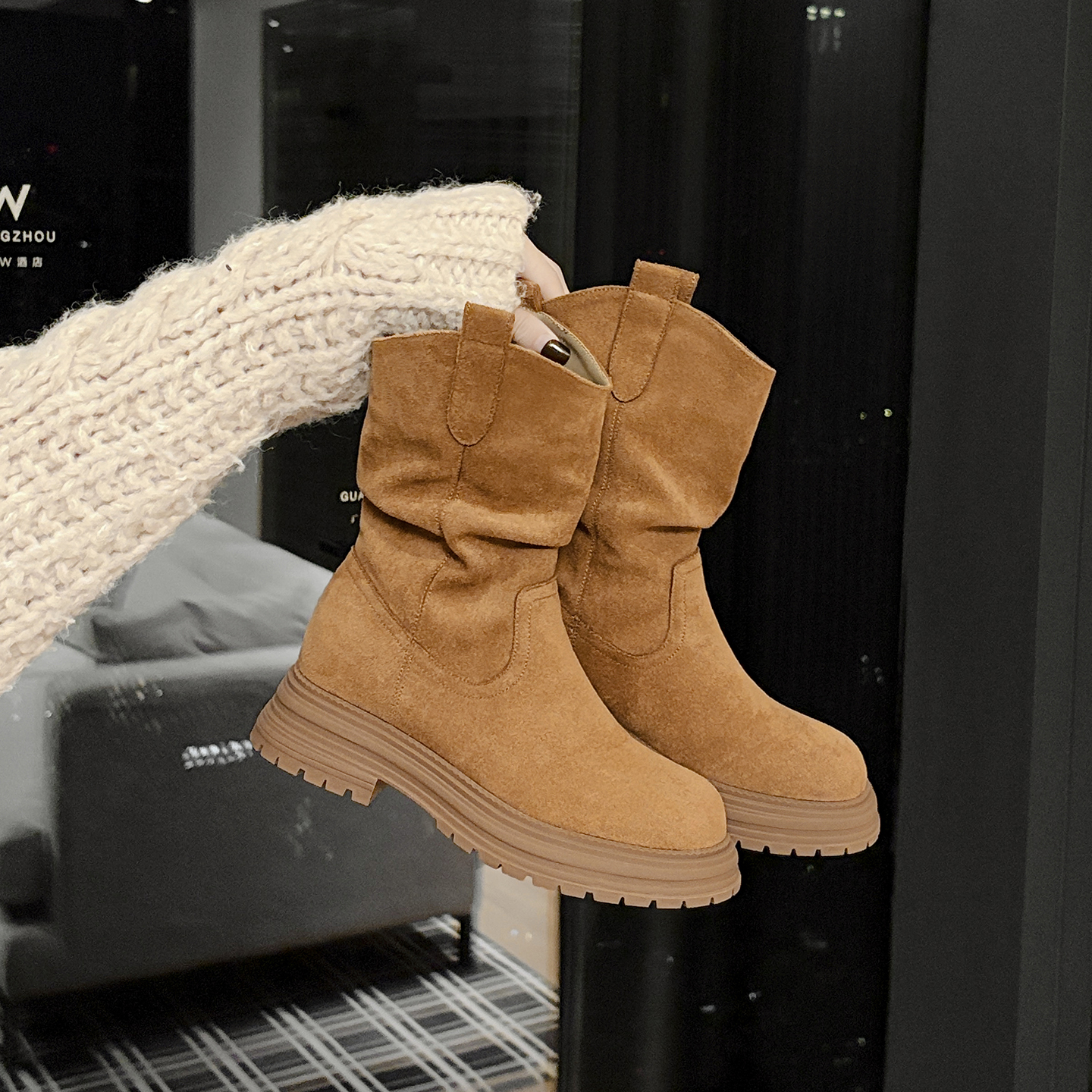 一三良品小个子美拉德色系复古棕小码3332增高6cm百搭工装马丁靴