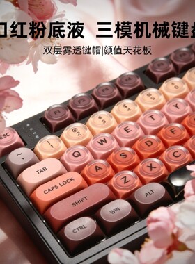 联想ThinkPad T14p适用粉底液口红色无线蓝牙三模机械键盘女生电