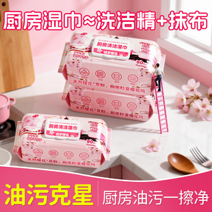 兰家厨房清洁湿巾重油污清洁家用加大加厚厨房专用纸巾去油污神器