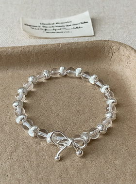 透明拉丝圆球弹力绳蝴蝶结手链女