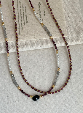 法式复古珍珠水晶串珠项链女轻奢