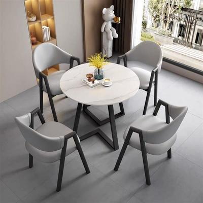 阳台休闲茶桌轻奢岩板洽谈桌椅组合办公室商务谈判接待会客小圆桌