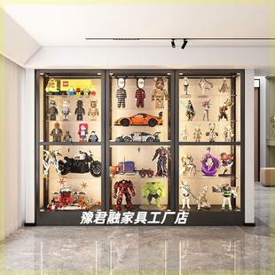 手办柜乐高展示柜带灯玻璃柜家用夹缝防尘储物架子玩具陈列柜酒柜