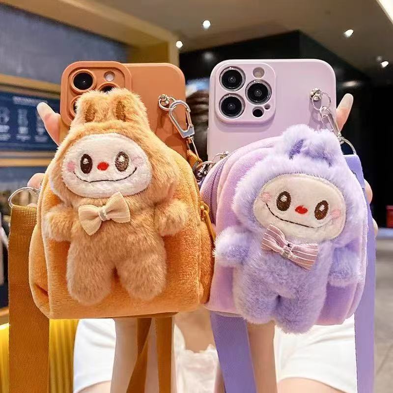 适用苹果17软硅胶秋冬毛绒零钱包