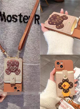 潮牌卡通零钱包适用于realme真我v50手机壳v30t/v20/v11s插卡包realmex50m/x7/x2/xt可斜挎q3pro背带gt2挂绳U