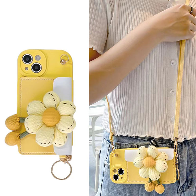 适用vivo系列ins南瓜花朵插卡包