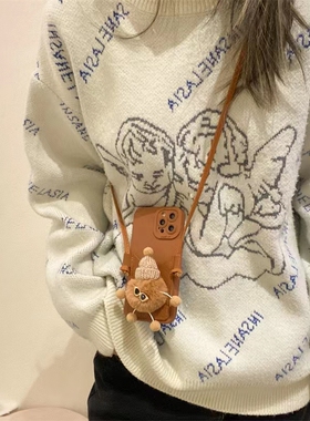 可爱毛绒煤球零钱卡包A13三星A33手机壳A22斜跨挂绳A23秋冬5G高级感A31女款a21s卡通a11A10s软A32全包A41套4G