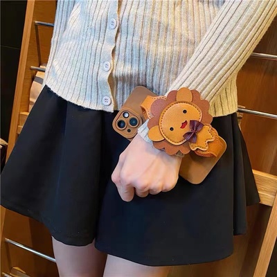 vivo斜挎挂绳卡通狮子腕带手机壳