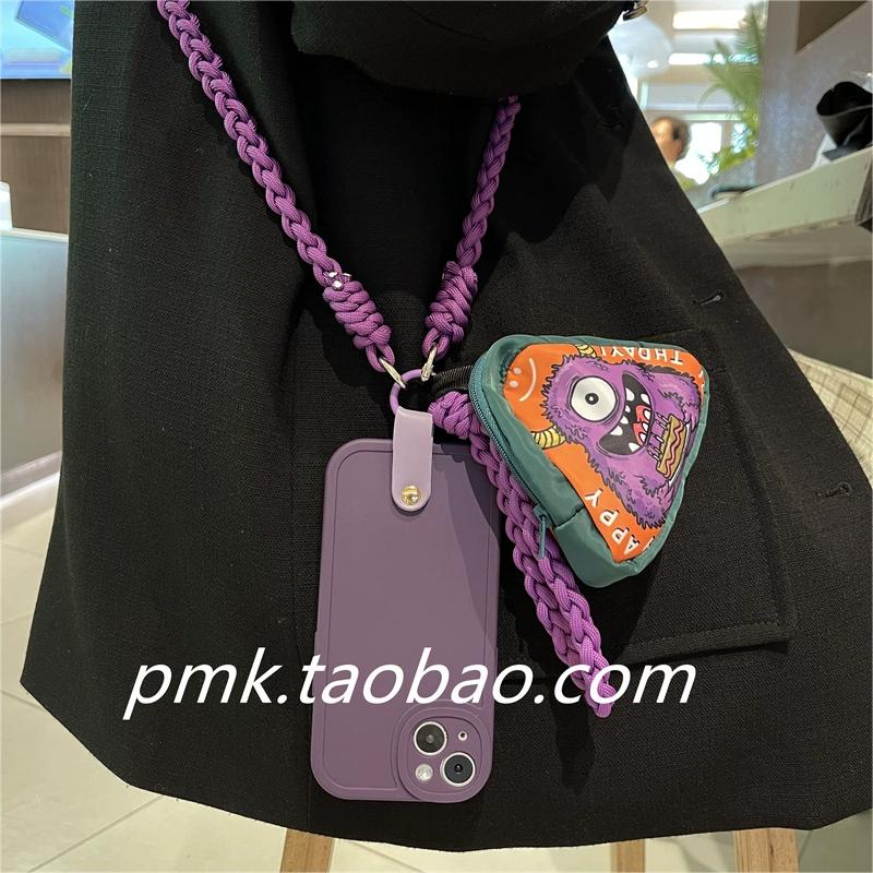 卡通小书包vivo斜挎背带绳手机壳