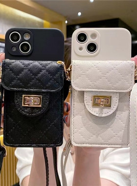 小香风菱格皮质零钱卡包适用华为麦芒11手机壳10se斜跨挂绳7麦芒9/8潮牌v20荣耀30s高级lite女款note10硅胶套