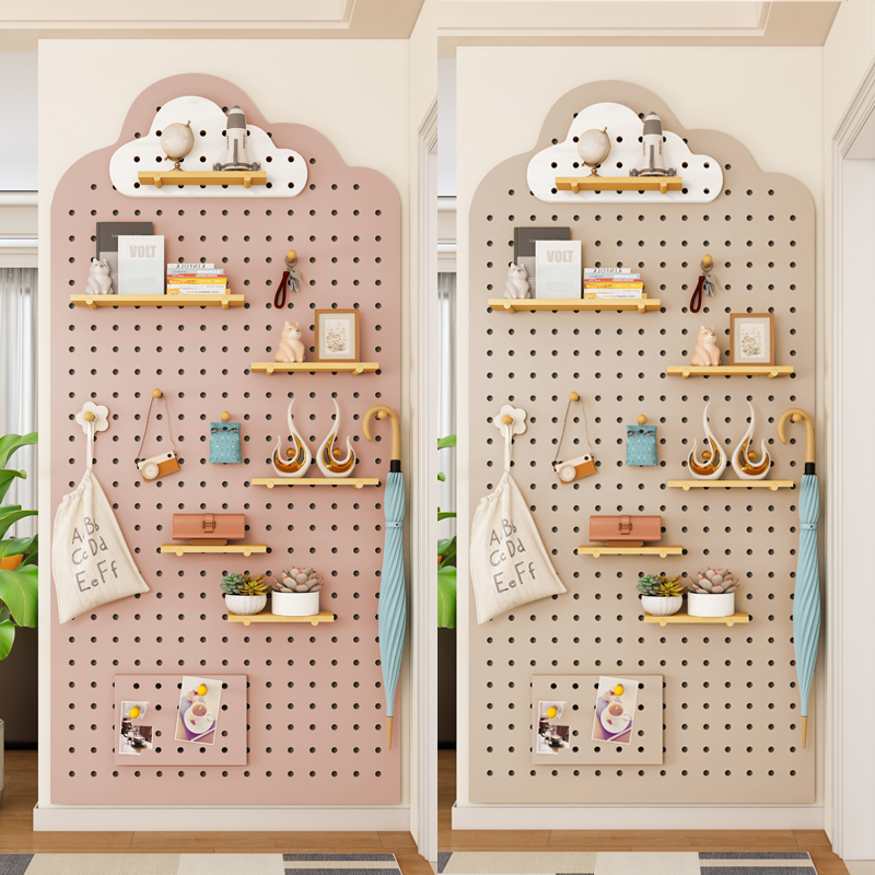 洞洞板置物架墙上玄关超薄极窄实木入户门后落地收纳靠墙收纳