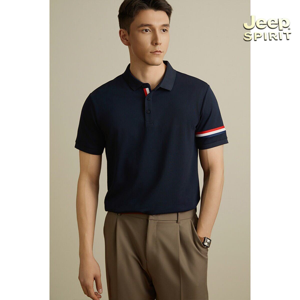 JEEP SPIRIT吉普冰丝POLO衫男士新款商务正装休闲翻领短袖T恤打底