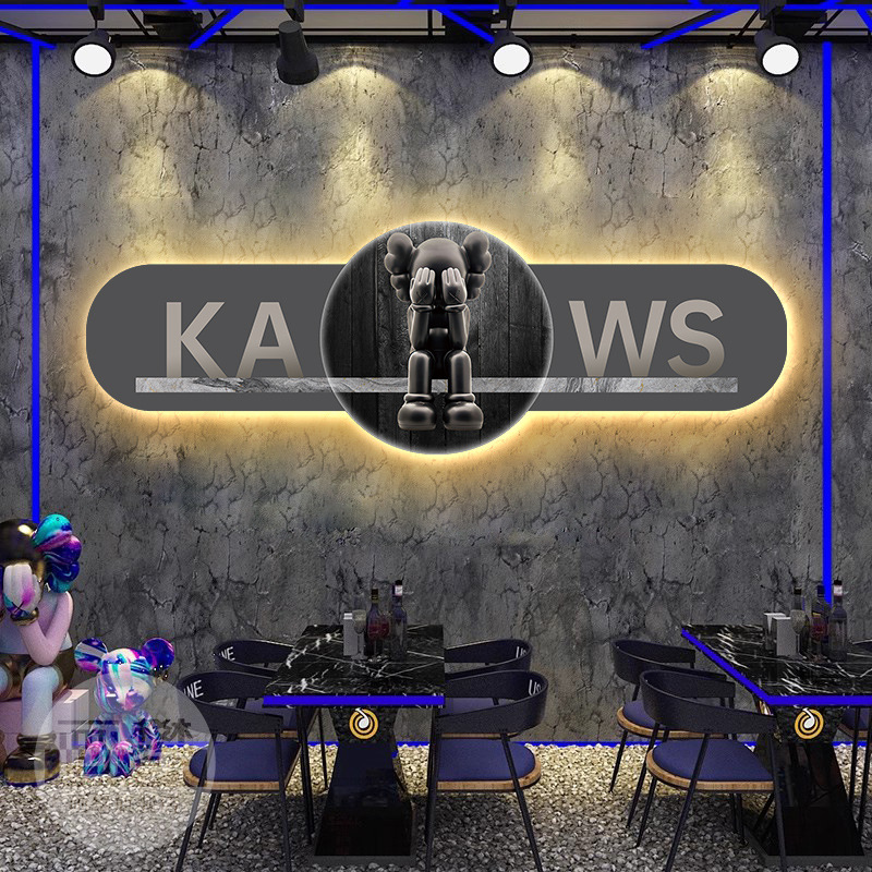 kaws潮流灯发光装饰画挂画网红奶茶咖啡店KTV酒吧理发店墙面壁画