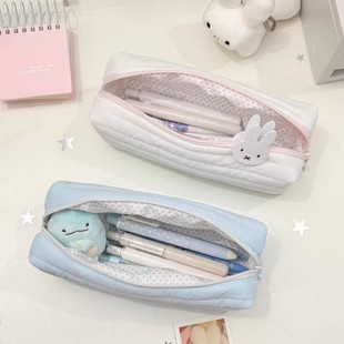 ins盐系奶油波点面包笔袋初高中可爱学生高颜值多功能文具收纳袋