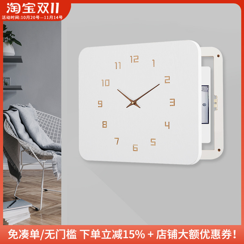 带钟表的电表箱装饰画