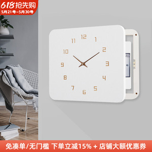 带钟表的电表箱装饰画
