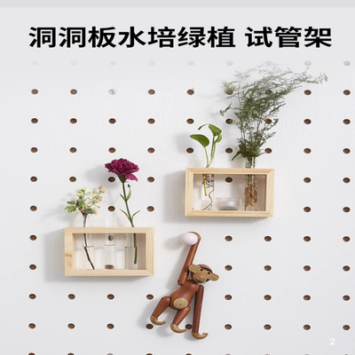 木工小舅 15mm圆孔洞洞板配件水培绿植试管 水养植物容器实木架