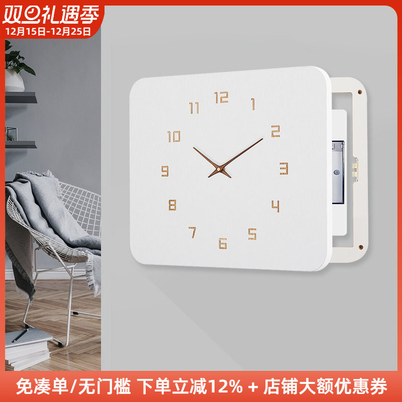 带钟表的电表箱装饰画