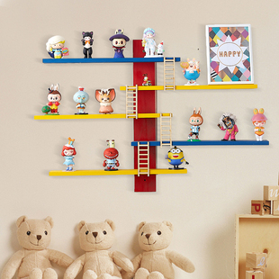 实木盲盒收纳展示架壁挂 泡泡玛特手办收纳墙乐高模型墙上收纳架