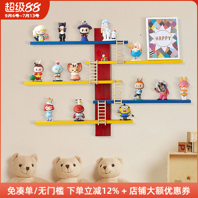 实木创意盲盒收纳架ins图片