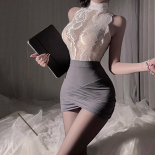 160斤性感内衣纯欲风秘书蕾丝睡衣服透视睡裙女包臀裙制服套装