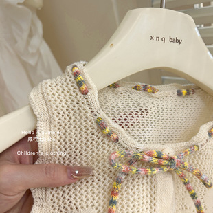 新款 2026七小七baby童装 上衣中小童夏季 薄款 女童镂空针织背心夏季
