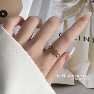 钛钢不掉色戒指女镂空小众设计欧美简约网红冷淡风时尚简约新款潮