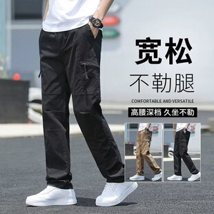 春夏工装裤男士休闲裤户外宽松多口袋百搭运动裤直筒裤长裤子男生
