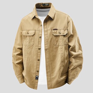 衬衫 上衣男装 外套男士 衬衣开衫 夹克 2025春秋休闲长袖 耐磨纯棉工装