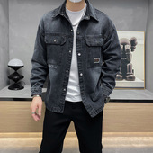 外套男士 春秋季 潮牌复古水洗做旧休闲夹克衫 牛仔衬衫 帅气男款 褂子