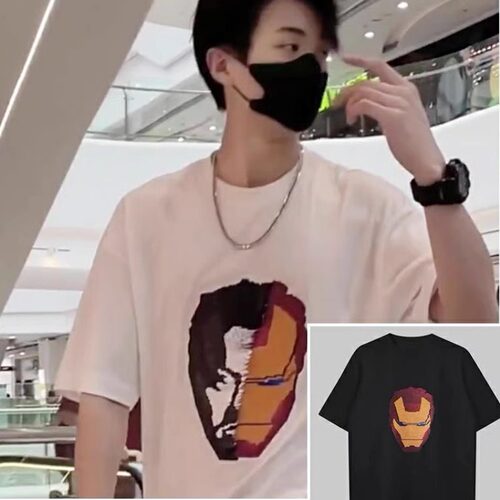 短袖+潮牌+男士+珠片+休闲体恤