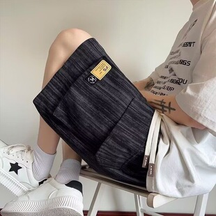 学生休闲中裤 美式 夏季 男港风潮牌宽松五分裤 扎染条纹口袋工装 短裤