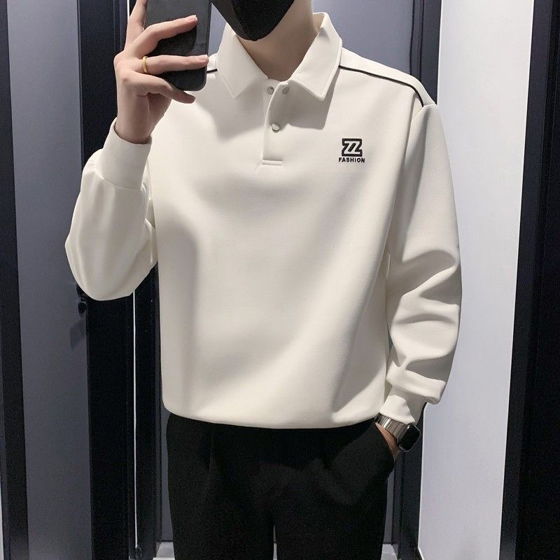 翻领+宽松+拼接+印花+潮牌+休闲