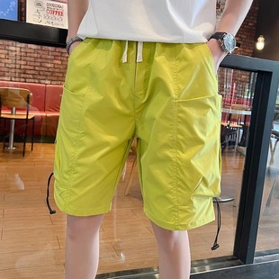 夏季 男士 速干大口袋五分裤 潮牌透气美式 日系工装 直筒沙滩中裤 短裤